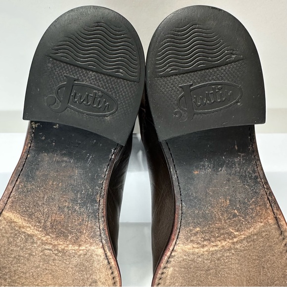 VTG JUSTIN ROPER BROWN CORONA LEATHER ALMOND TOE WESTERN COWBOY BOOTS Sz8.5EE - Picture 12 of 13